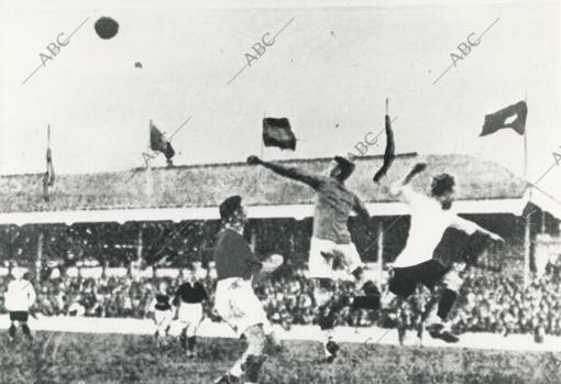 Partido entre las selecciones de Bélgica y España en 1920.